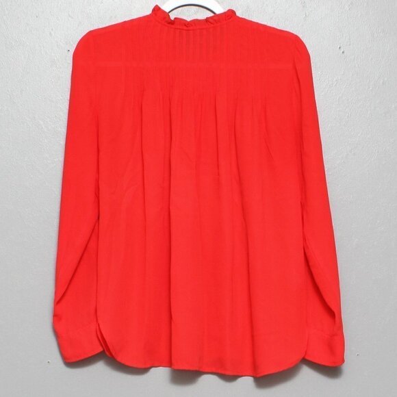 J crew Mercantile pin tuck red pleated long sleeve flowy blouse - Picture 2 of 5